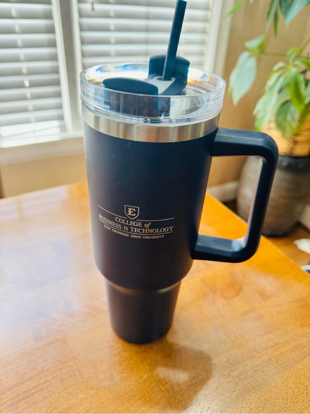 East TN State University College of Business Stainless Tumbler w Lid and Straw